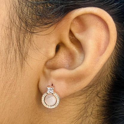 Rose Gold Plated pearl halo Necklace Set