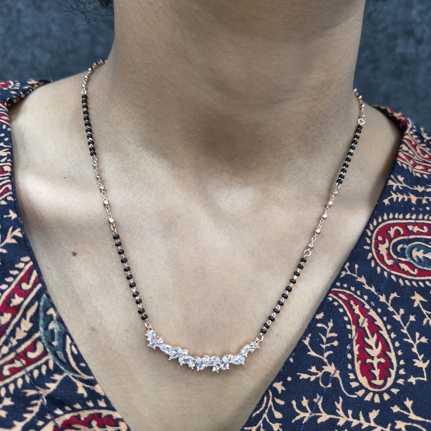 Rose Gold Plated Silver Drop Mangalsutra