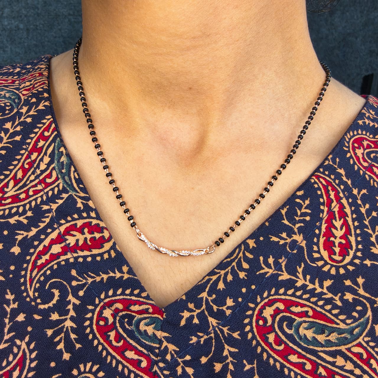 Rose Gold Plated Silver Minimalist Daily Wear Mangalsutra