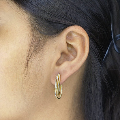 Gold Plated Silver Beaded Luxe Hoop Earrings