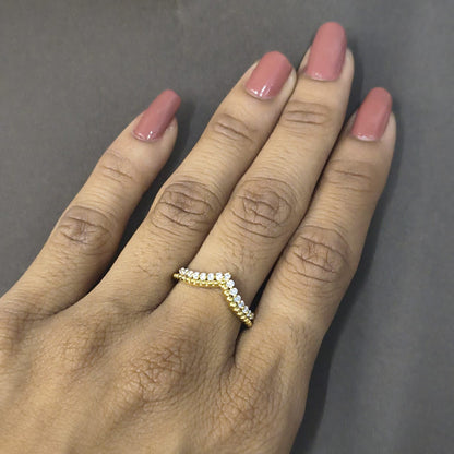 Gold Wave Crest Lab Grown Diamond Ring