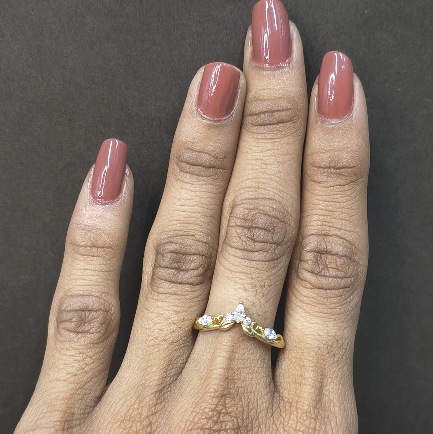 Twisted Gold Pear Lab Grown Diamond Crown Ring