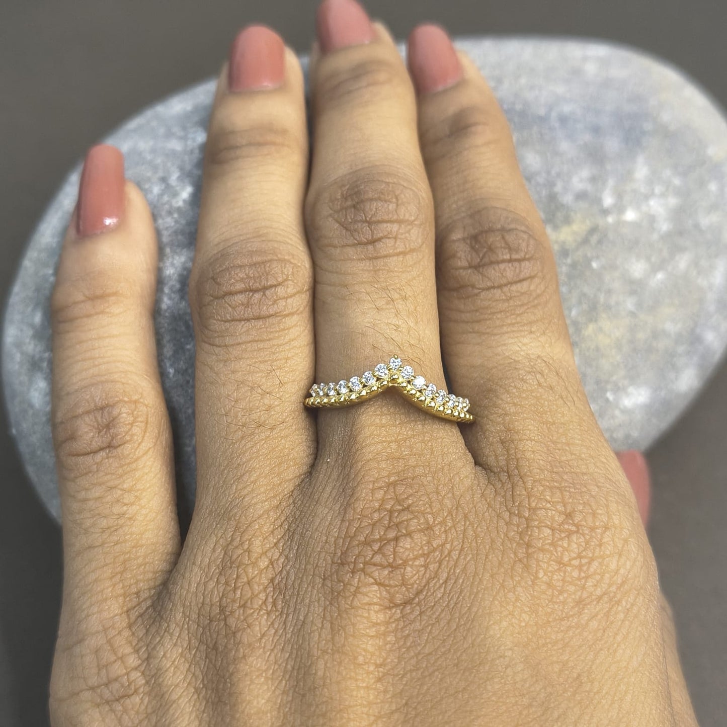 Gold Wave Crest Lab Grown Diamond Ring