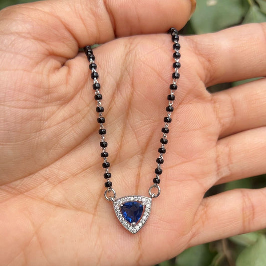 Silver Elegant Blue Triangle Mangalsutra