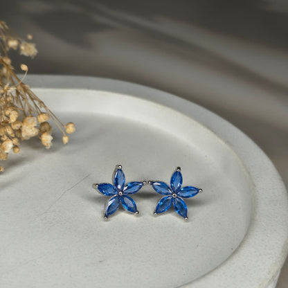 Silver Azure Bloom Stud Earring
