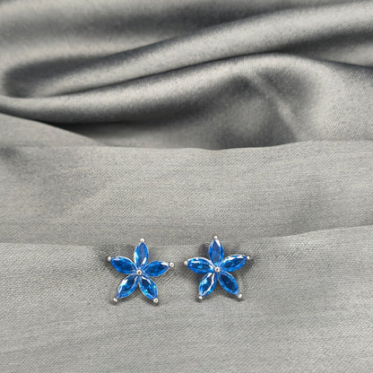 Silver Azure Bloom Stud Earring