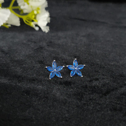 Silver Azure Bloom Stud Earring