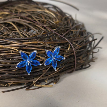 Silver Azure Bloom Stud Earring
