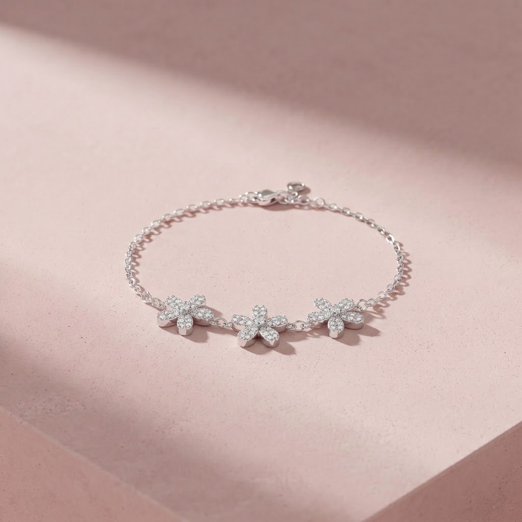 Silver Triple flower Bracelet