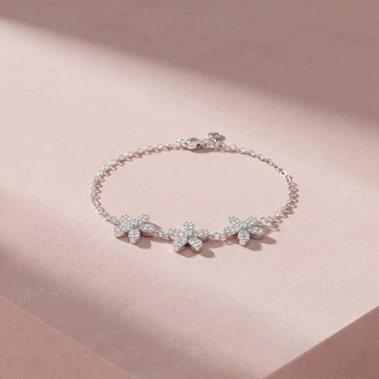 Silver Triple flower Bracelet