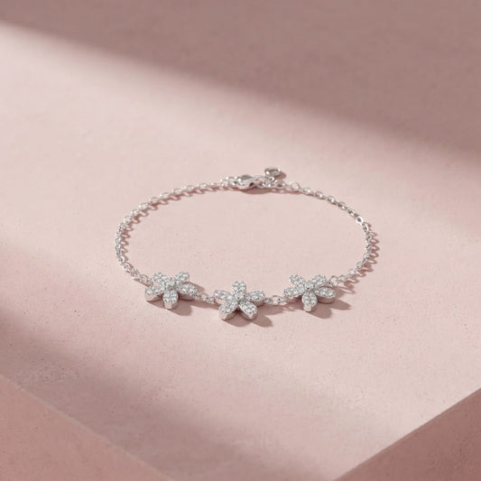 Silver Triple flower Bracelet