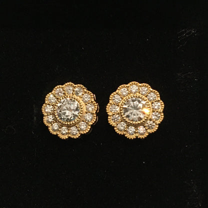 Huge Diamond Cluster Gold Earring
