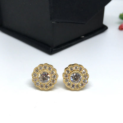 Huge Diamond Cluster Gold Earring