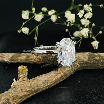 3.0 Ct Oval Solitaire CVD Lab Grown Diamond Engagement Ring
