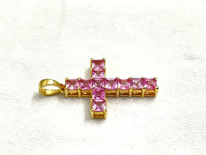 Colorless Princess Cut Diamond Cross Pendant