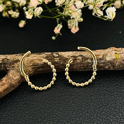 14K Solid Gold Bead Daith Clicker Piercing