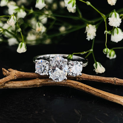 Three Stone Engagement Lab Grown Diamond Ring
