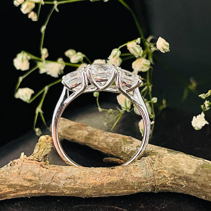 Cushion Cut Three Stone Lab Grown Diamond Ring
