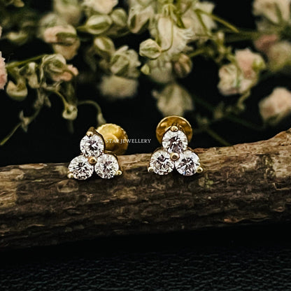 Three Stone Genuine Diamond StudNose & Ear Piercing