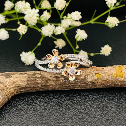 Twin Flower LAB Diamond Ring