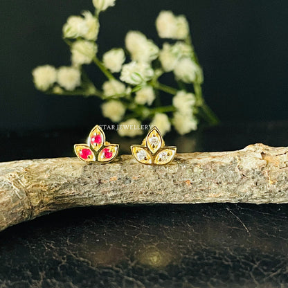Diamond Lotus Studs for High Lobe, Conch, Tragus, Helix Tragus, Cartilage