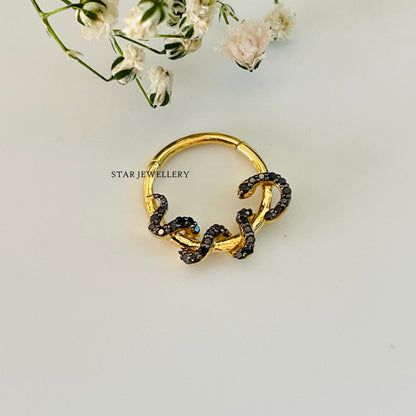 Natural Black Diamond Snake Septum Piercing