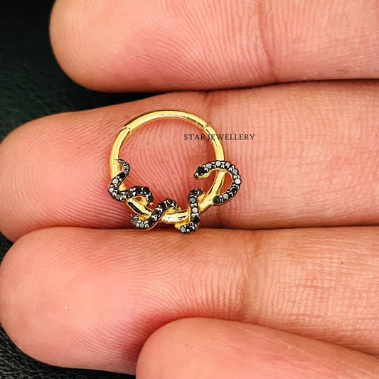 Natural Black Diamond Snake Septum Piercing