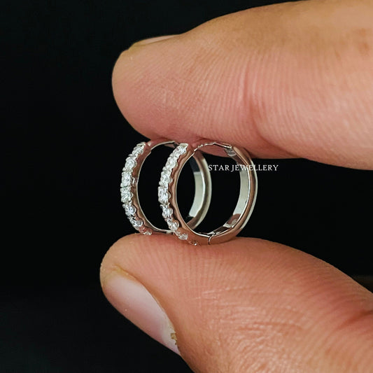 Diamond Huggie Hoop Earrings