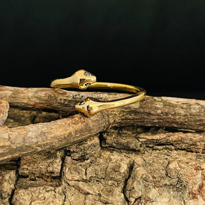 Antique 14K Solid Gold Dual Snake Open Ring