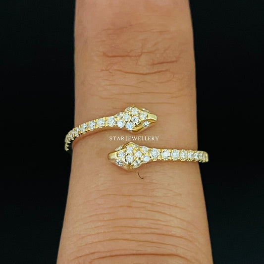Dual Head Lab Grown Diamond Snake Ring