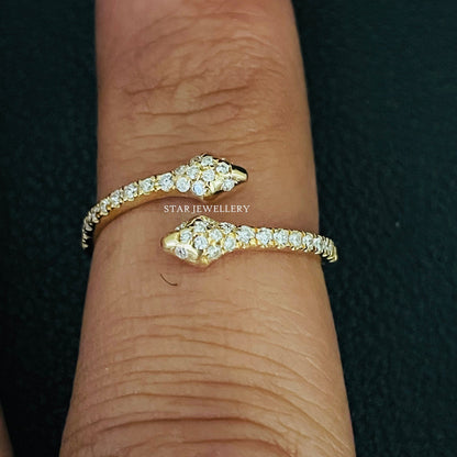 Dual Head Lab Grown Diamond Snake Ring