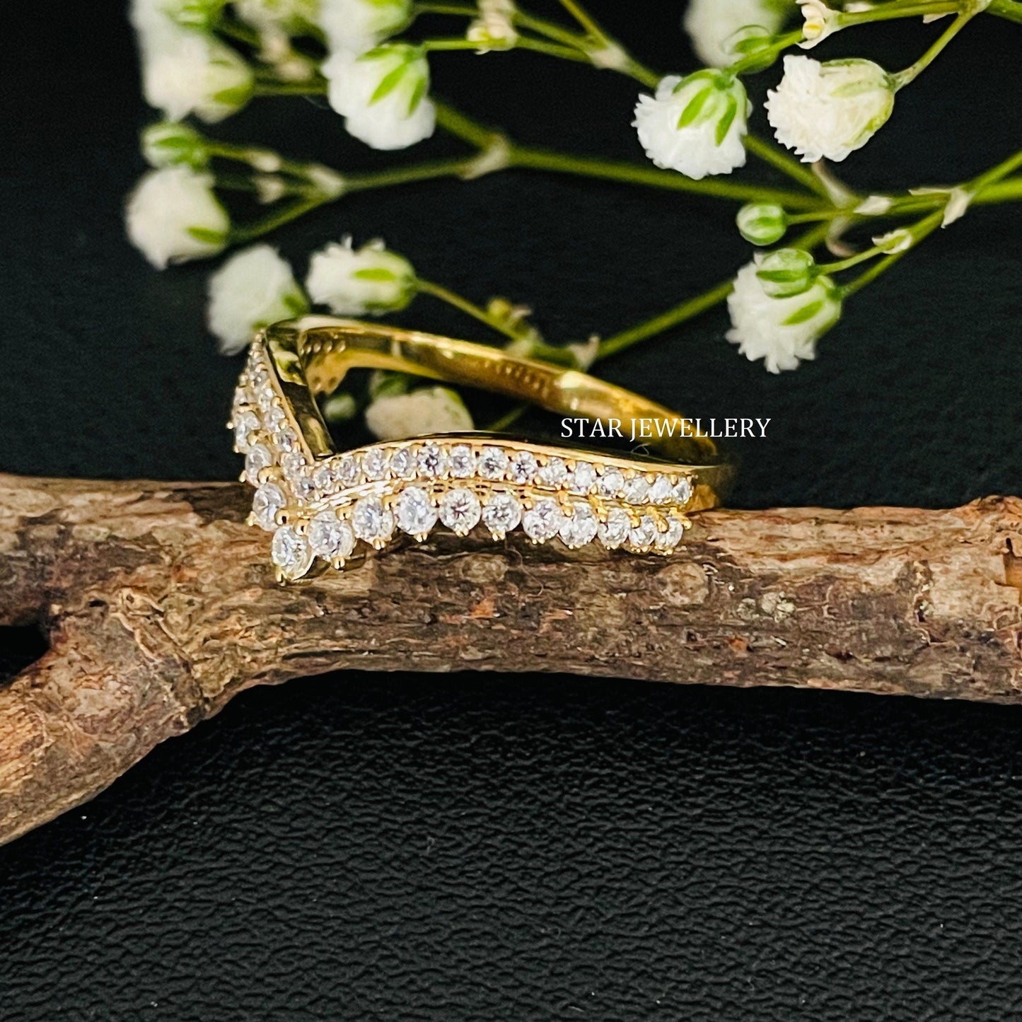 14K Solid Gold Natural Diamond Matching Band for Solitaire Engagement Ring