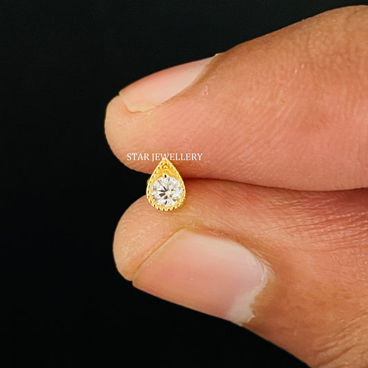 Lab Grown Diamond Mono Stone Pear Stud for Nose & Ear piercing