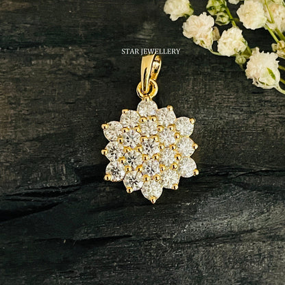 CVD Diamond Cluster Pendant in 14K Solid Gold