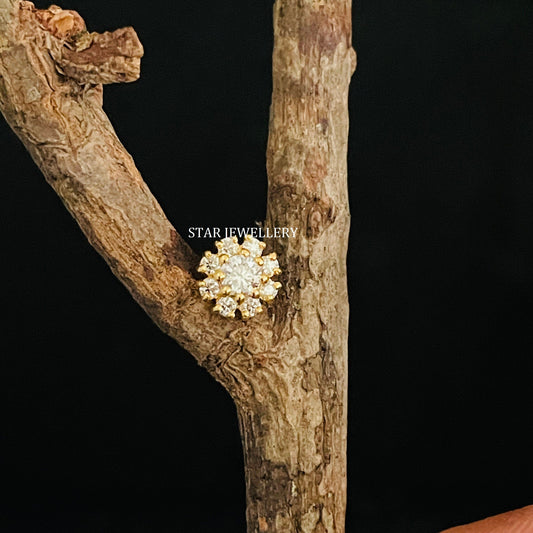 14K Gold Diamond Cluster Floral Ear Piercing