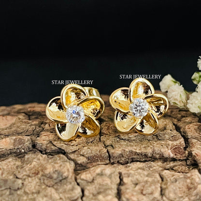 14K Solid Gold Curved Flower Piercing for Helix, High lobe, Conch, Auricle, Tragus