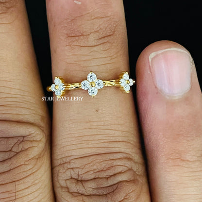 Four Stone Prong Set 14K Gold Ring