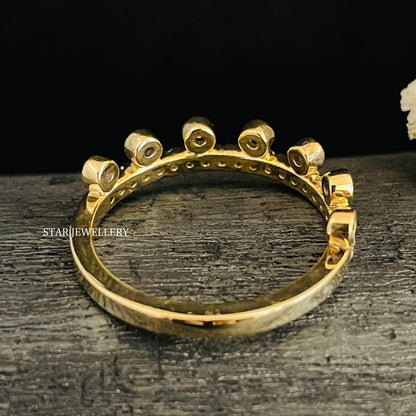 Multi Stone Bezel Set LAB Diamond 14K Gold Ring