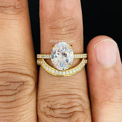 14K Solid Gold Natural Diamond Matching Band Ring