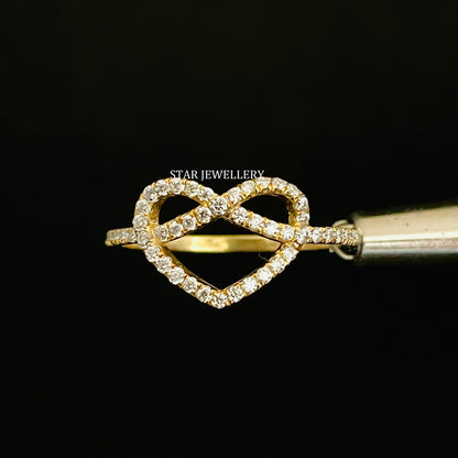 Solid Gold LAB Diamond Infinity Heart Ring