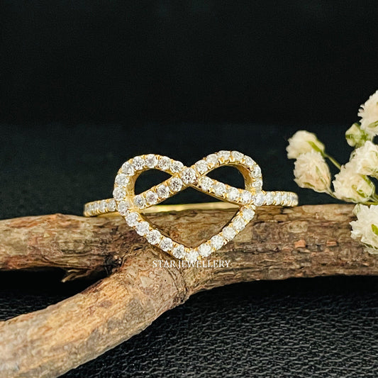 Solid Gold LAB Diamond Infinity Heart Ring