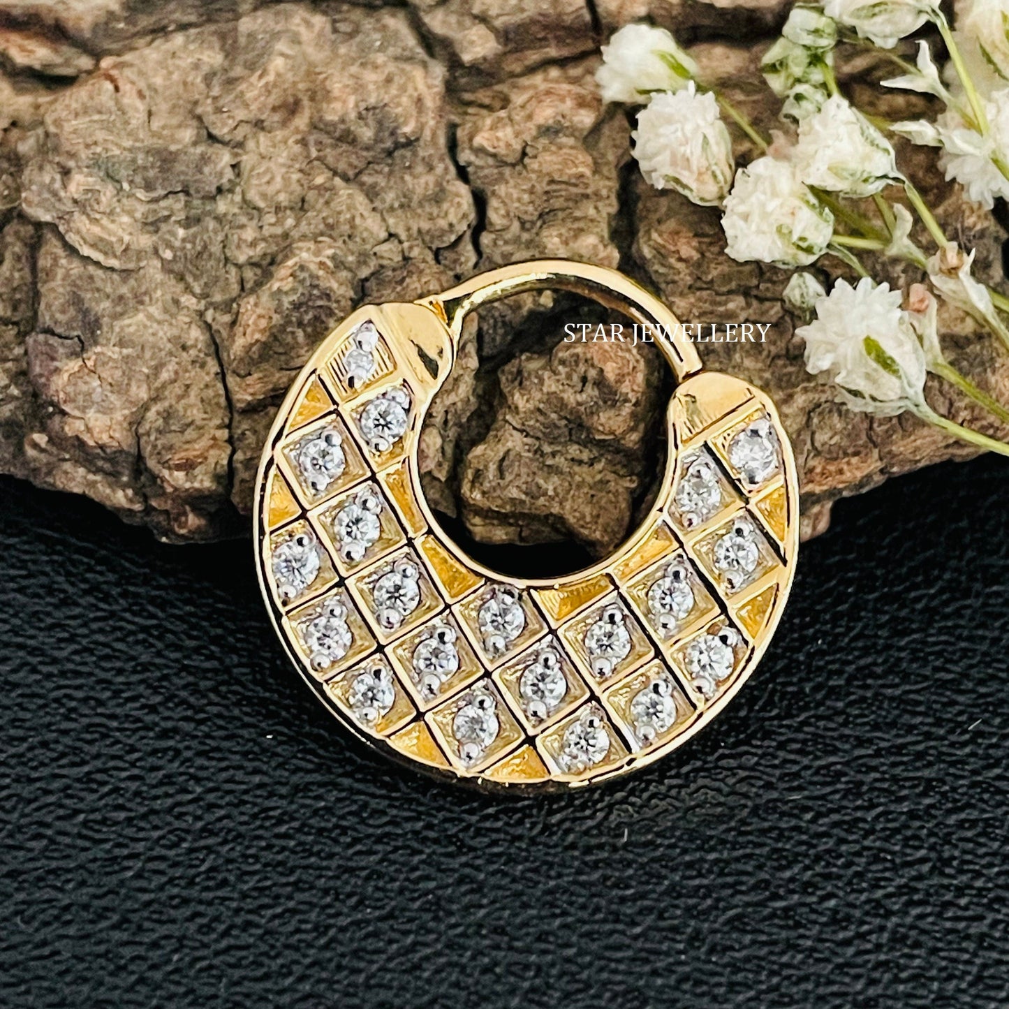 Pave Set Lab Diamond Septum Clicker Piercing