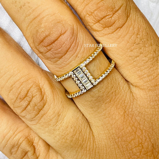 Baguette Lab Diamond Dual Band Ring