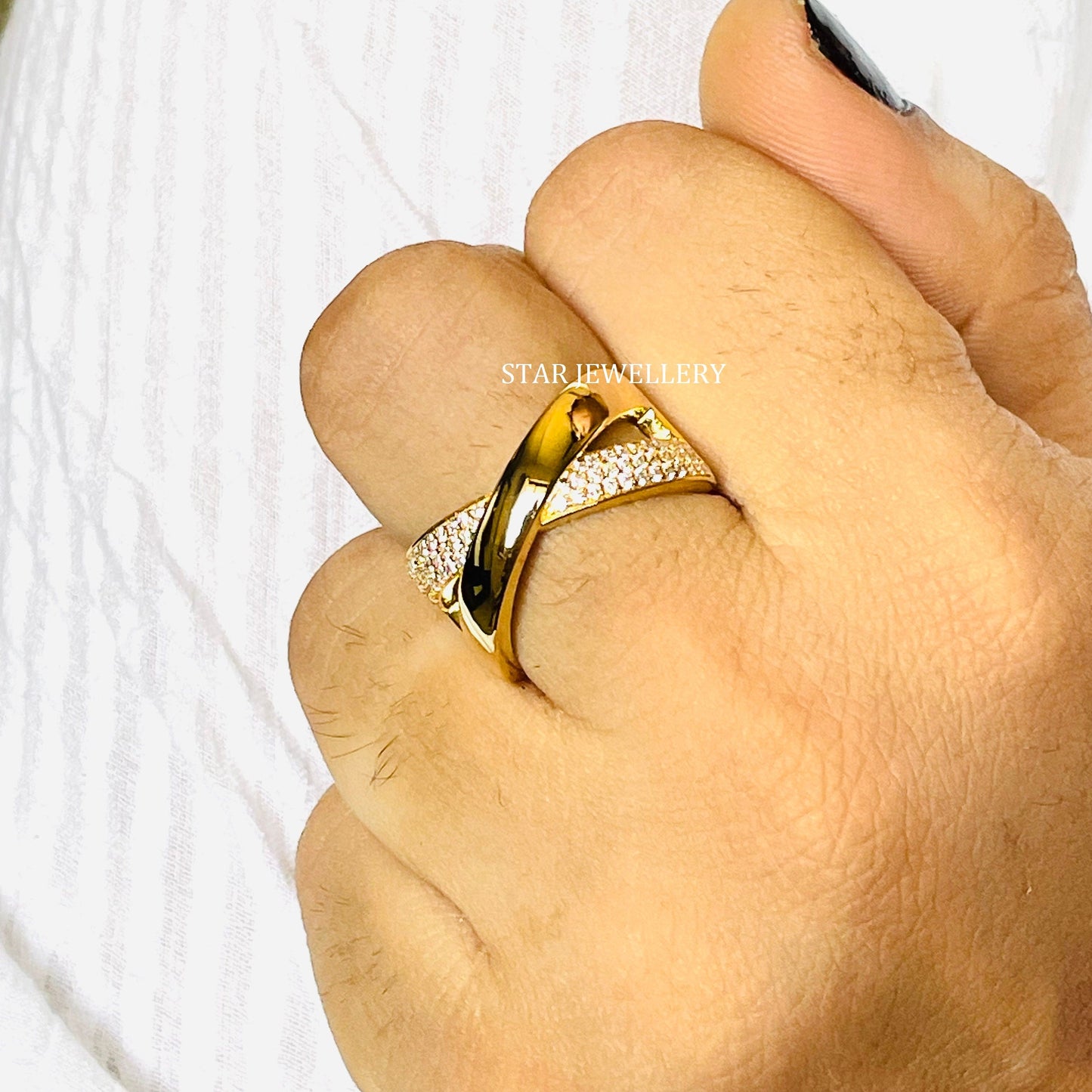 Lab Diamond Criss Cross Diamond Twist Ring