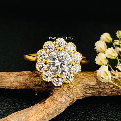 1.00 ct IGI Certified Lab Grown Solitaire Diamond Vintage Halo Engagement Ring