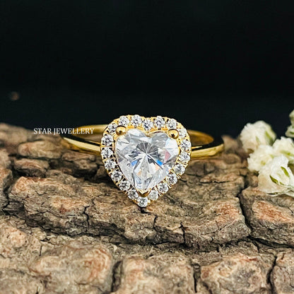 1.00 Ct IGI Certified Heart Cut Lab Grown Diamond Halo Engagement Ring
