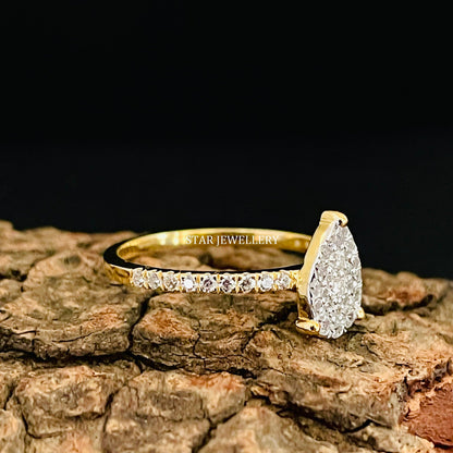 Pear Shape LAB Diamond Cluster Wedding Proposal Ring
