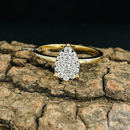 Pear Shape Lab Diamond Cluster Wedding Proposal Ring