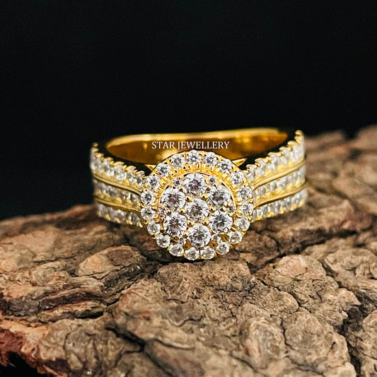 Lab Grown Diamond Cluster Halo Engagement Ring with 14K Solid Gold