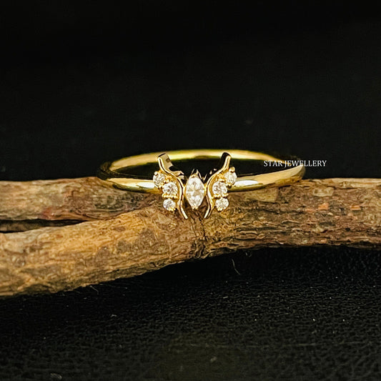 Lab Created CVD Diamond Butterfly Gold Ring for her